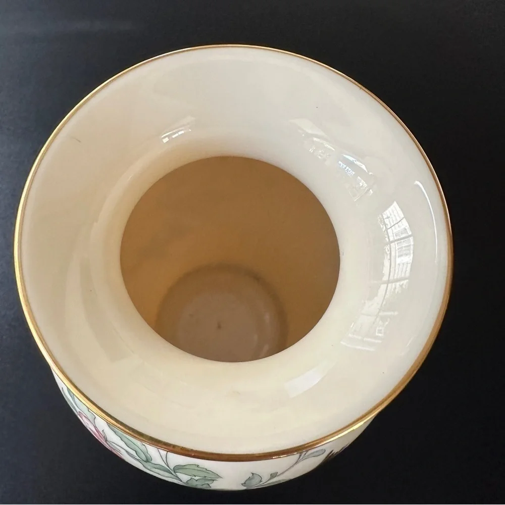 Lenox Serenade Medium Vase white, pink & green birds flowers vintage collectible